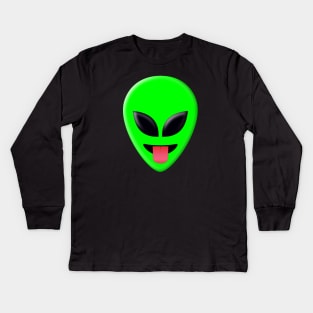 Alien Head Tongue Out Emoji Kids Long Sleeve T-Shirt